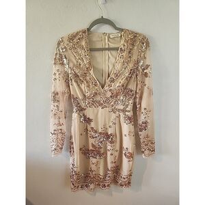 Southern Fried Chics Cocktail Dress with sequins Women’s Size Extra Small Beige